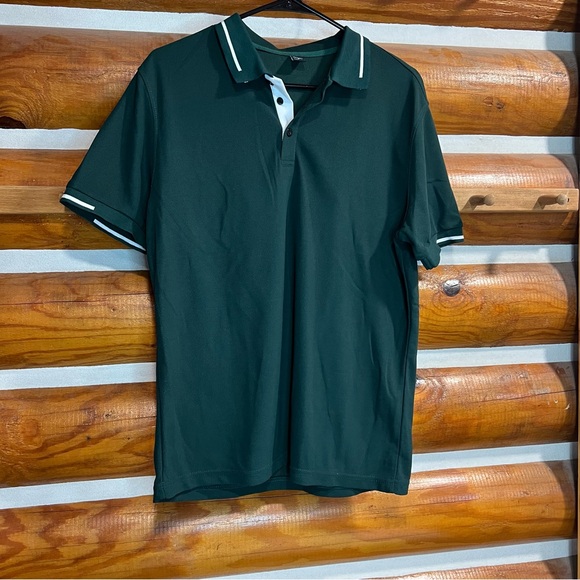 Manfinity Dark Green Polo with White Trim - Picture 1 of 3